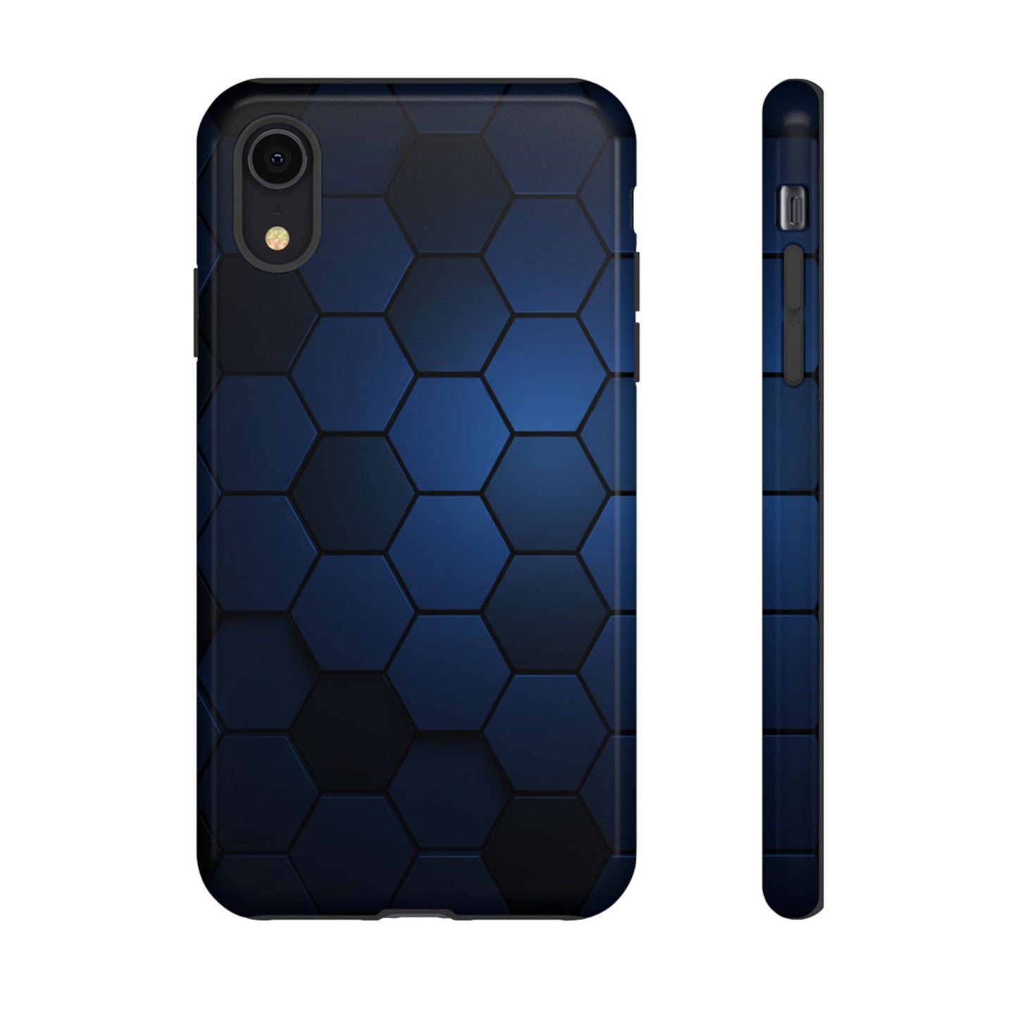 Blue Hexagon Gradient Phone Case | Modern Honeycomb Tough Protective Case