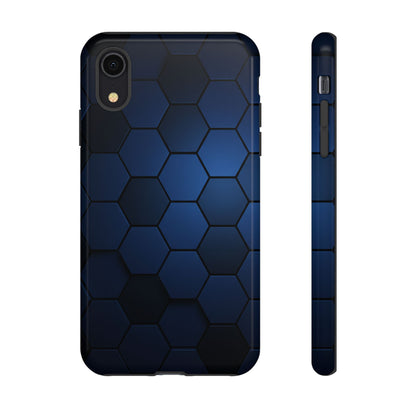 Blue Hexagon Gradient Phone Case | Modern Honeycomb Tough Protective Case