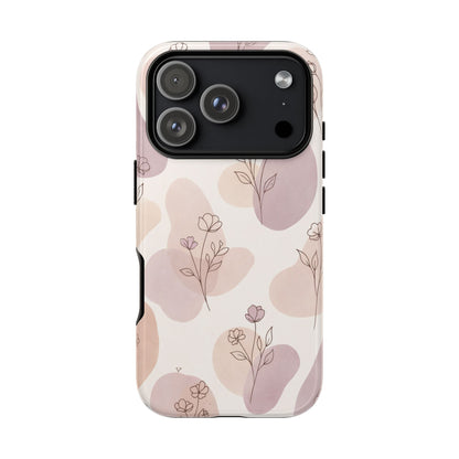 Blush Floral Phone Case Neutral Botanical Watercolor Tough Cover