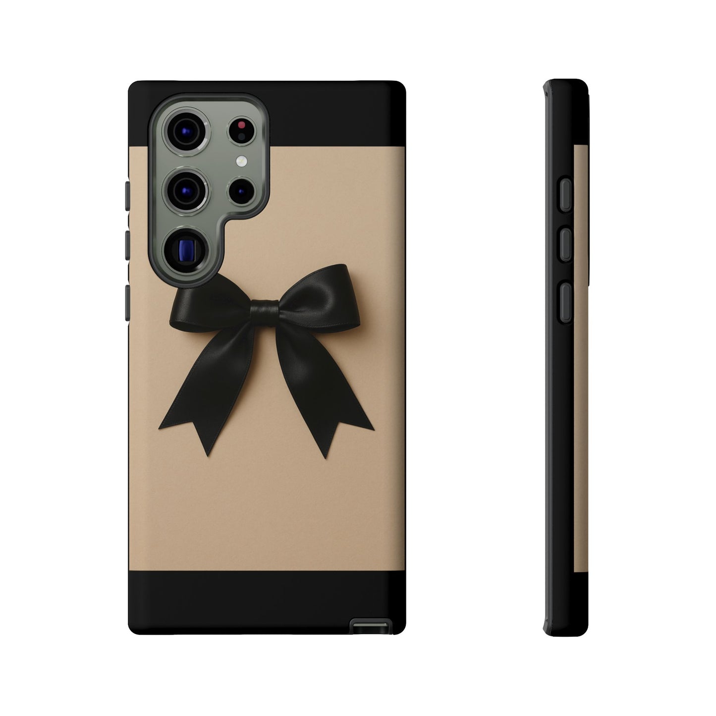 Black Bow Phone Case | Elegant Coquette Bow Design | Chic Neutral Tough Case for iPhone & Samsung