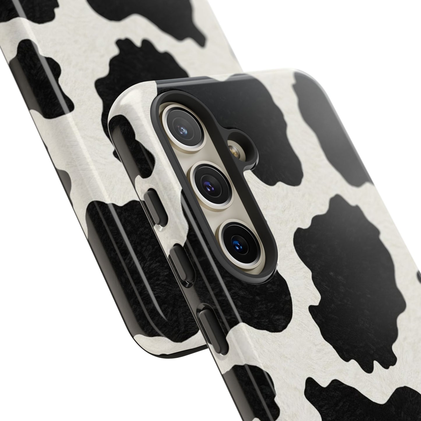 Black & White Cow Print Phone Case | Western Aesthetic iPhone & Samsung Tough Case
