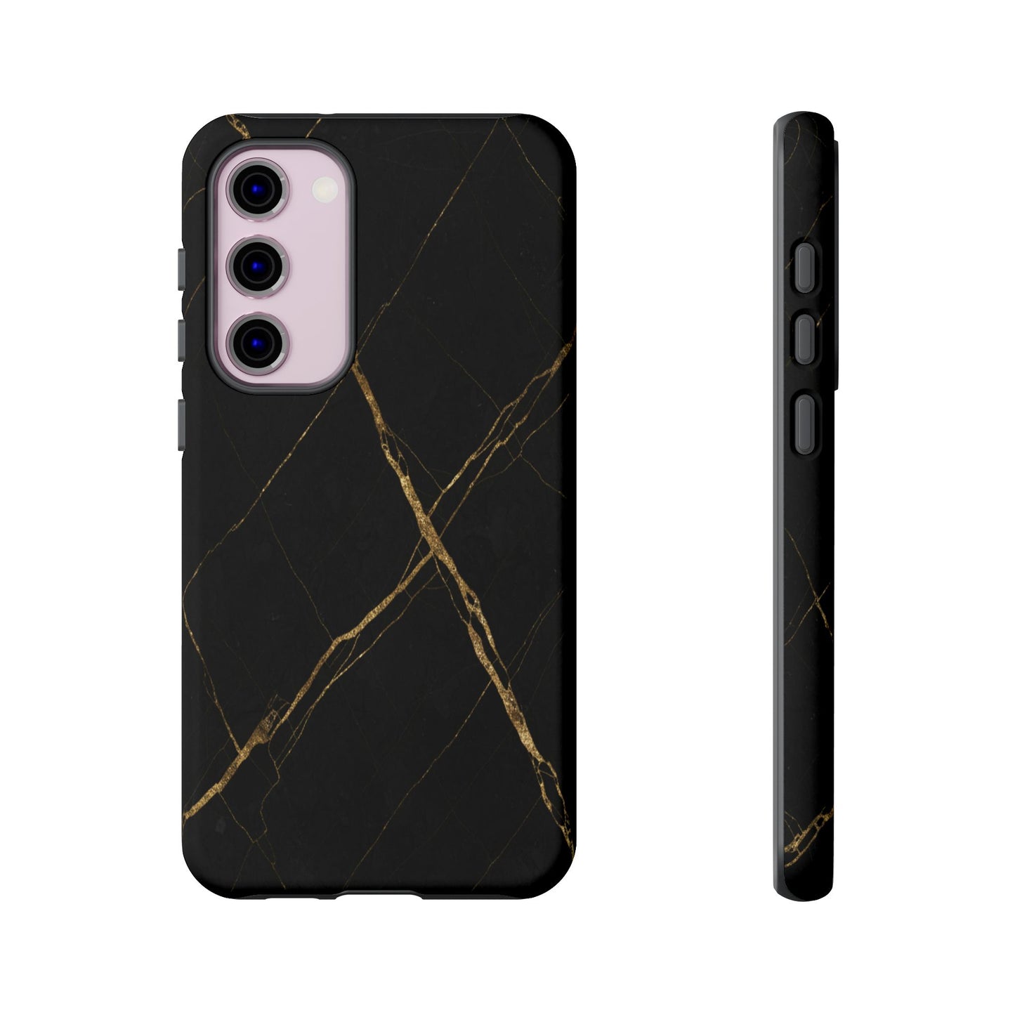 Black Marble Phone Case with Gold Veins | Minimal Luxury Tough Case