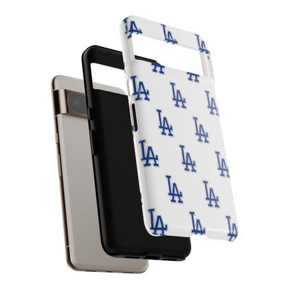 Blue LA Monogram Pattern Phone Case | Minimal Baseball Inspired Tough Cover