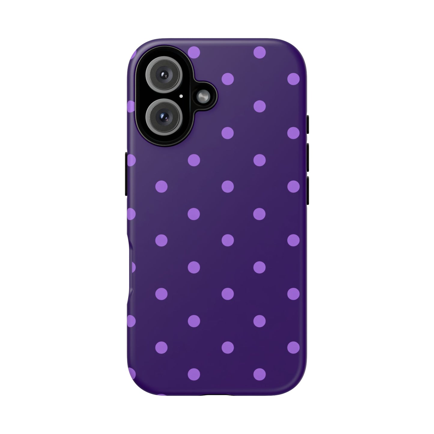 Purple Polka Dot Tough Phone Case – Cute Stylish Durable Protective Cover for Iphone, Samsung Galaxy and Pixel