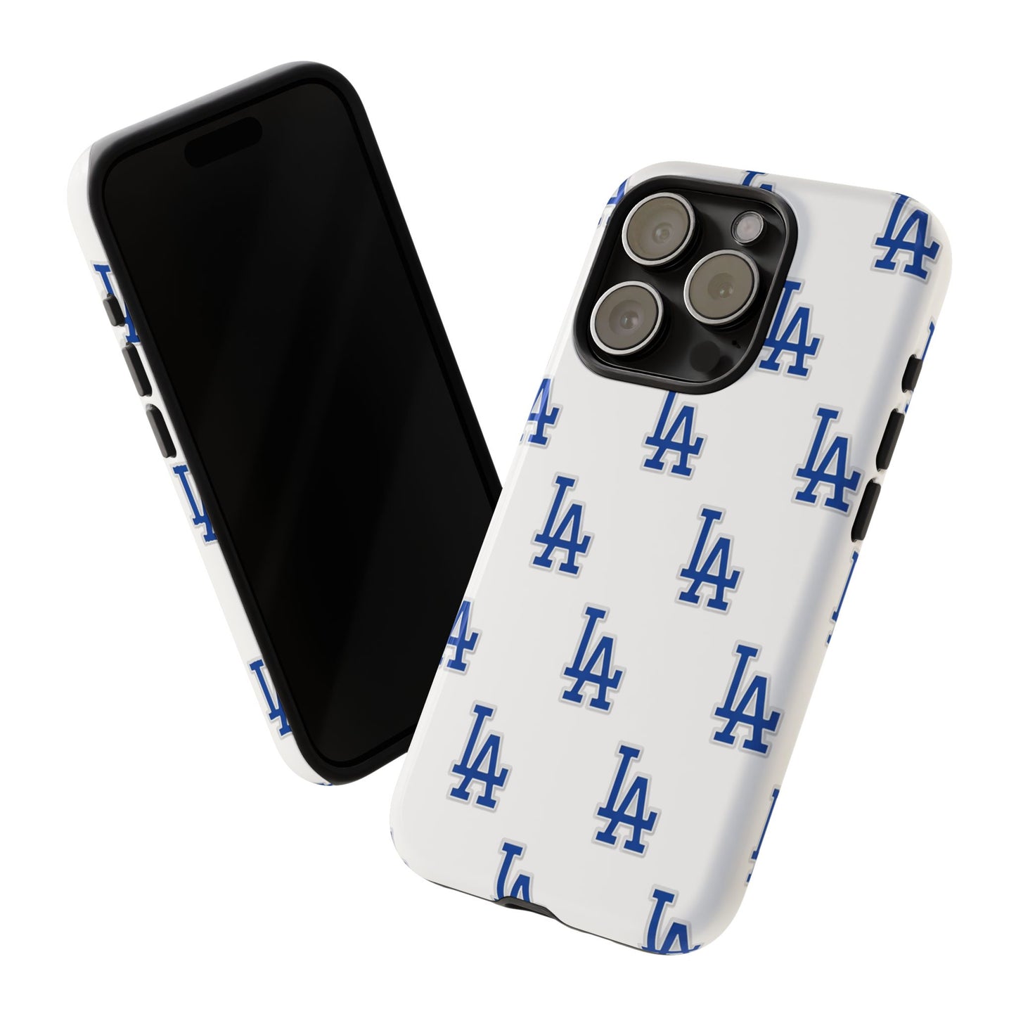 Blue LA Monogram Pattern Phone Case | Minimal Baseball Inspired Tough Cover