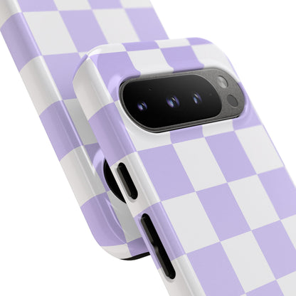 Lavender Checkerboard Phone Case | Pastel Aesthetic Tough Case