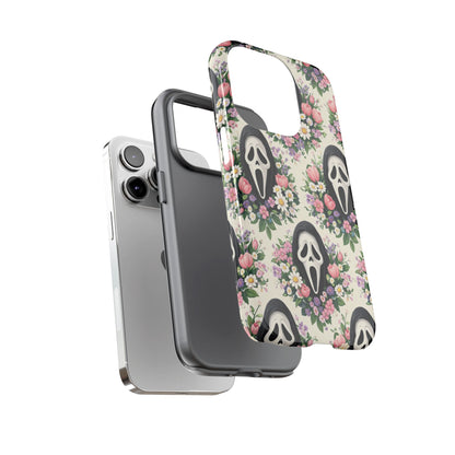 Floral Ghost Face Aesthetic Phone Case – Cute Spooky Tough Cover