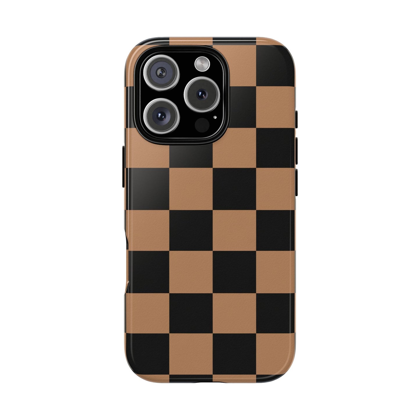 Brown Checkered Phone Case | Aesthetic Checkerboard iPhone & Samsung Tough Case