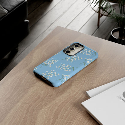 Baby’s Breath Floral Phone Case – Blue Minimal Flower Aesthetic Tough Case