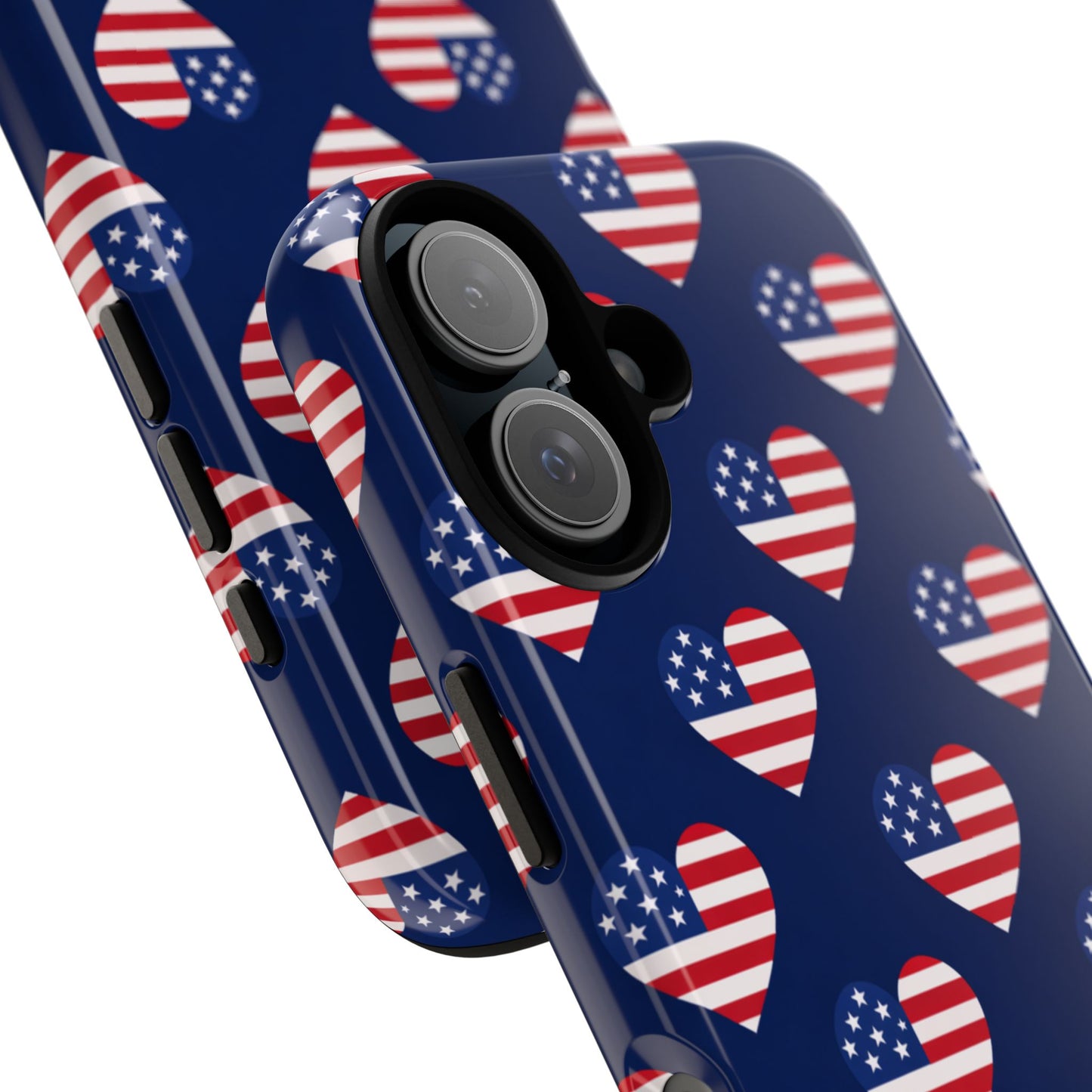 Patriotic American Flag Heart Phone Case – Tough Shockproof, USA Stars & Stripes for Iphone, Samsung Galaxy and Pixel