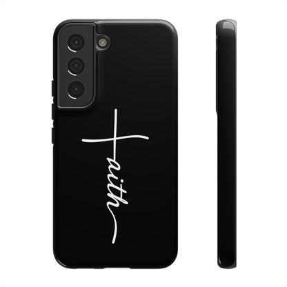 Faith Cross Phone Case, Christian Aesthetic Minimalist Black Matte Case, Religious Gift iPhone Samsung Cover