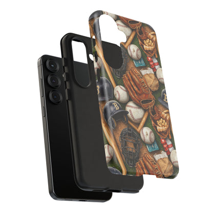 Baseball Gear Collage Phone Case – Vintage Baseball Equipment Sports Tough Case