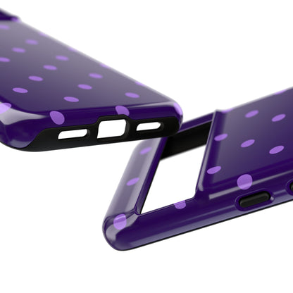 Purple Polka Dot Tough Phone Case – Cute Stylish Durable Protective Cover for Iphone, Samsung Galaxy and Pixel