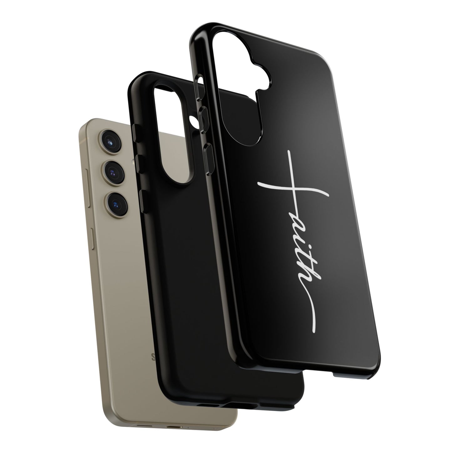 Faith Cross Phone Case, Christian Aesthetic Minimalist Black Matte Case, Religious Gift iPhone Samsung Cover