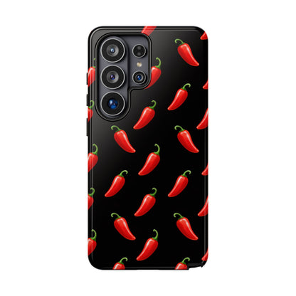 Spicy Chili Pepper Phone Case – Black Cute Hot Pepper Tough Cover for Iphone, Samsung Galaxy and Pixel