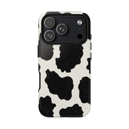 Black & White Cow Print Phone Case | Western Aesthetic iPhone & Samsung Tough Case