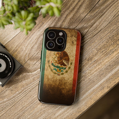 Vintage Mexico Flag Phone Case – Mexican Pride Grunge Flag Aesthetic Tough Case