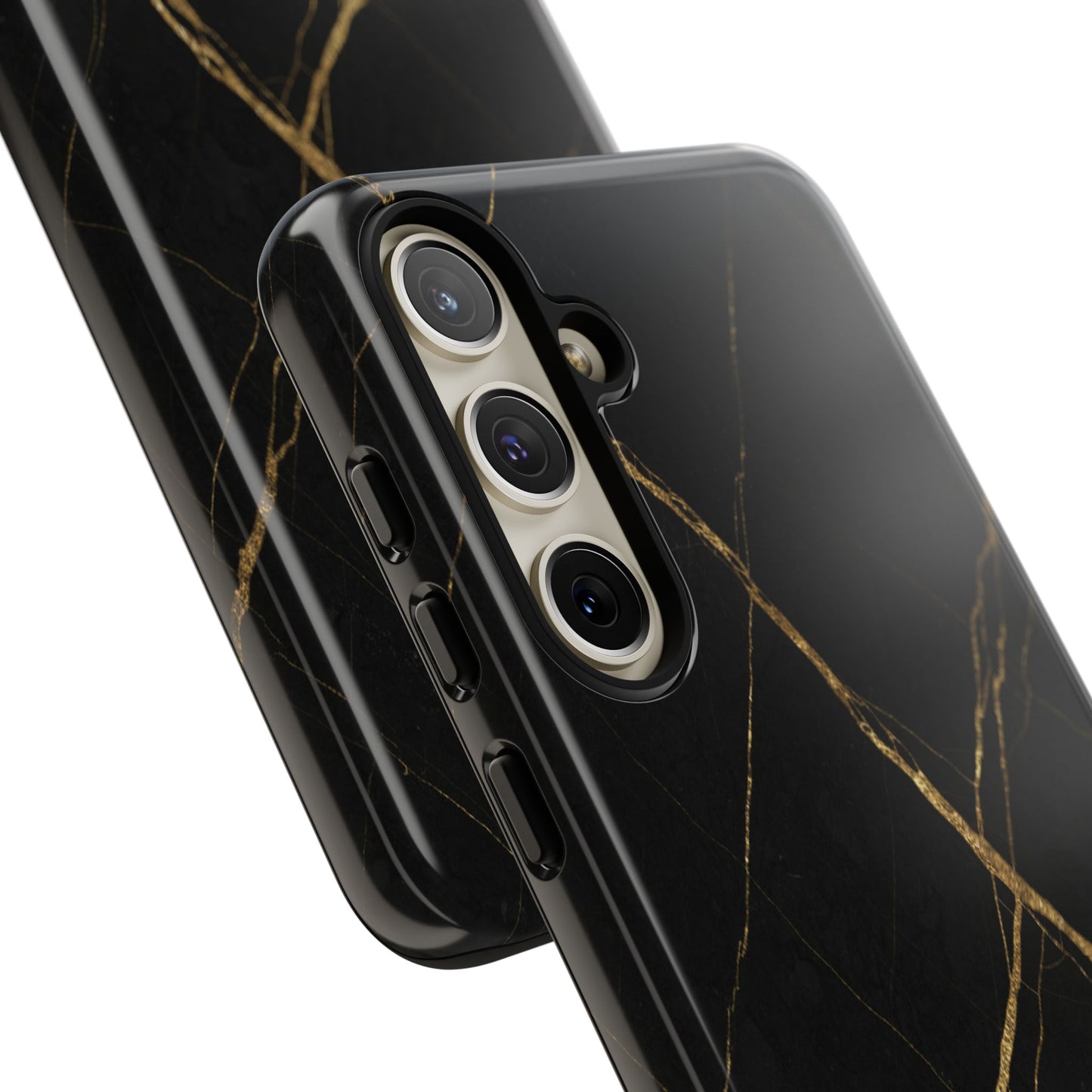 Black Marble Phone Case with Gold Veins – Luxury Minimal Aesthetic Tough Case