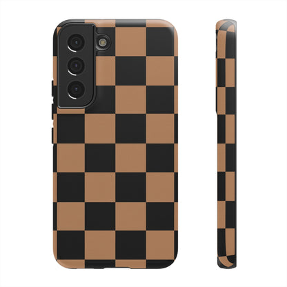 Brown Checkerboard Phone Case | Aesthetic Tough Protective Case