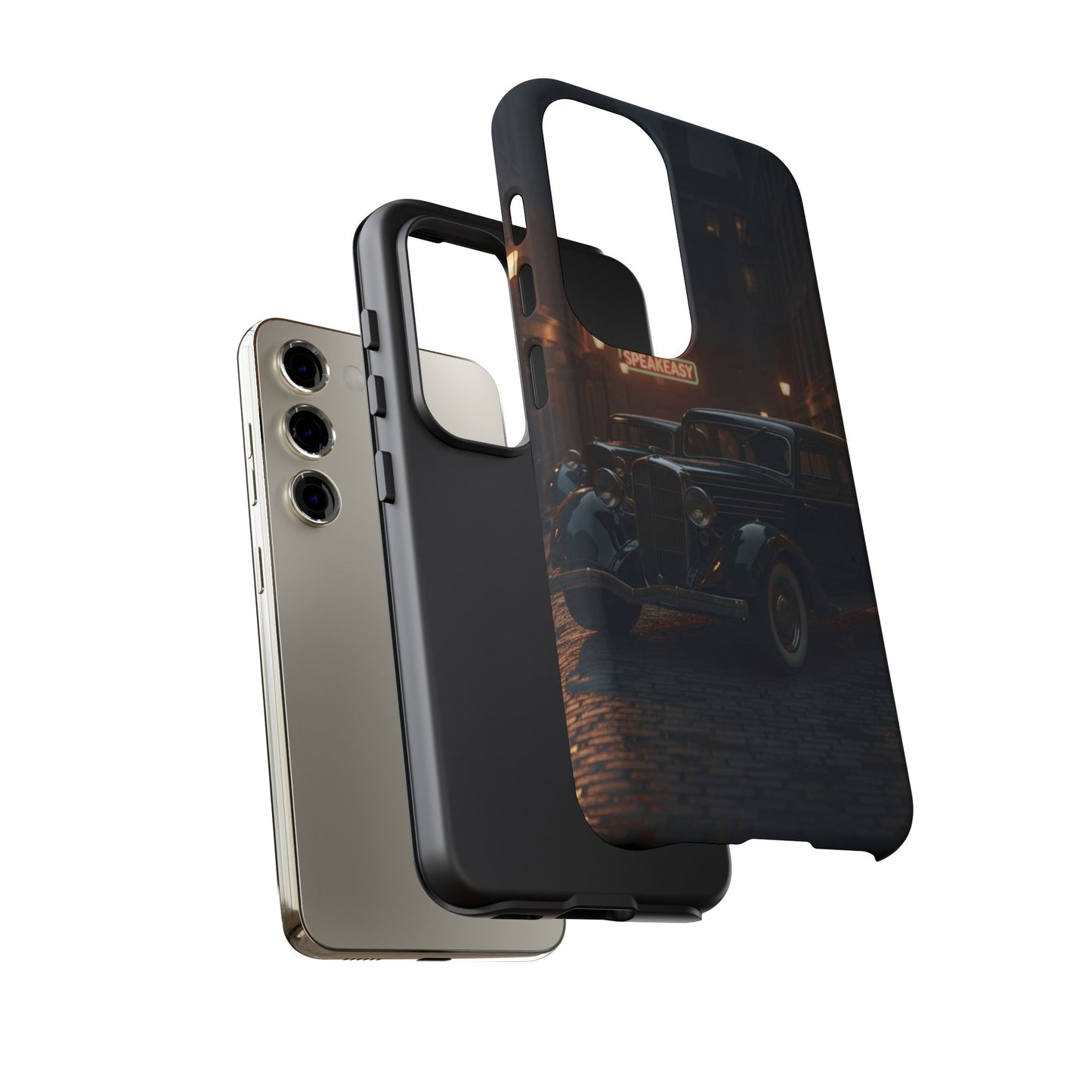 Vintage Classic Car Phone Case | Retro Noir Aesthetic | 1930s Street Scene Tough Case for iPhone & Samsung
