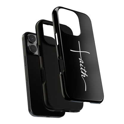 Faith Cross Phone Case, Christian Aesthetic Minimalist Black Matte Case, Religious Gift iPhone Samsung Cover