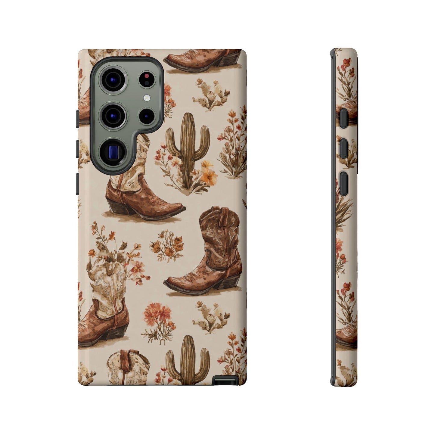 Cowboy Boots Western Phone Case Rustic Cowgirl Cactus Floral iPhone Samsung Pixel
