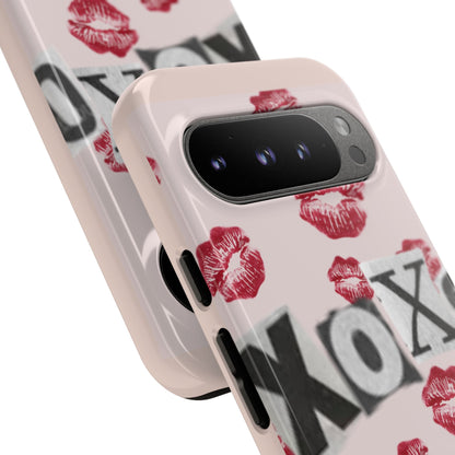 XOXO Kiss Print Phone Case | Coquette Valentine Aesthetic | Cute Pink Lipstick Kiss Tough Case for iPhone & Samsung