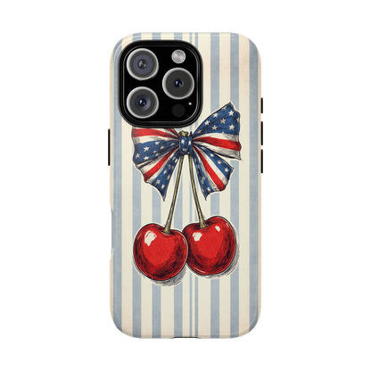 Patriotic Cherry Phone Case Americana Coquette Aesthetic iPhone Samsung