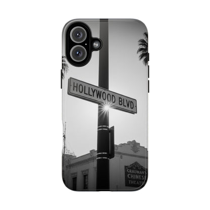 Hollywood Blvd Phone Case | Vintage Los Angeles Street Sign | Black & White LA Aesthetic