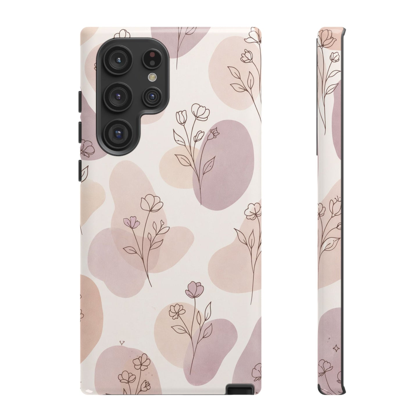 Blush Floral Phone Case Neutral Botanical Watercolor Tough Cover
