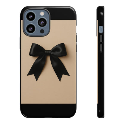 Black Bow Phone Case | Elegant Coquette Bow Design | Chic Neutral Tough Case for iPhone & Samsung