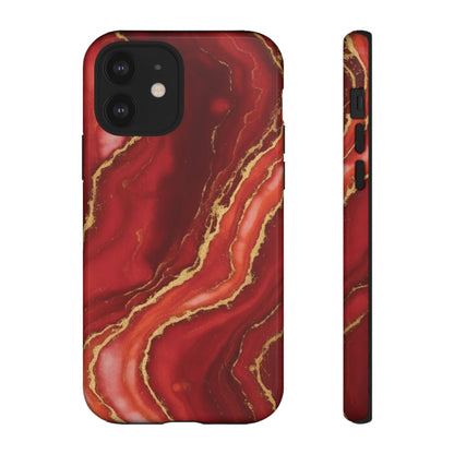 Red Agate Marble Phone Case – Gold Vein Luxury Stone Tough Case (iPhone, Samsung, Pixel)