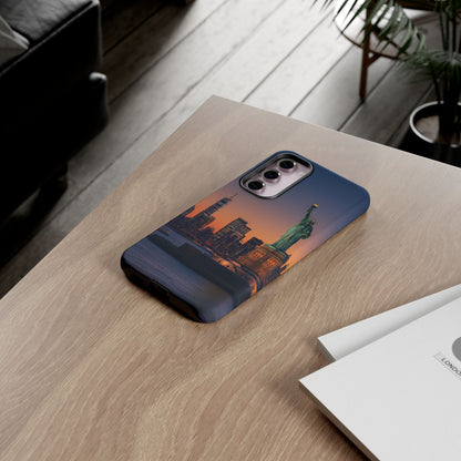 Statue of Liberty Sunset Phone Case – New York City Skyline Travel Aesthetic Tough Case