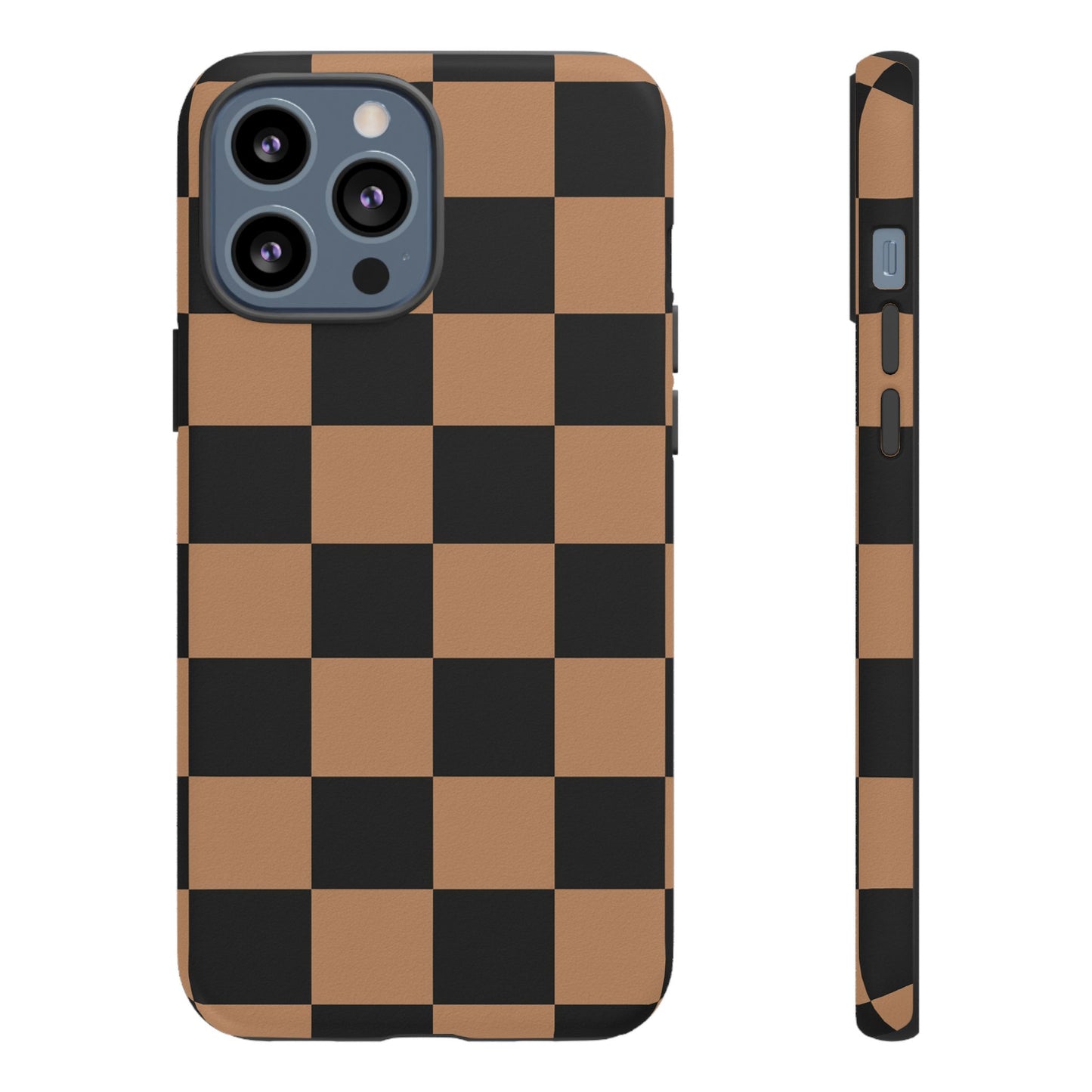 Brown Checkered Phone Case | Aesthetic Checkerboard iPhone & Samsung Tough Case