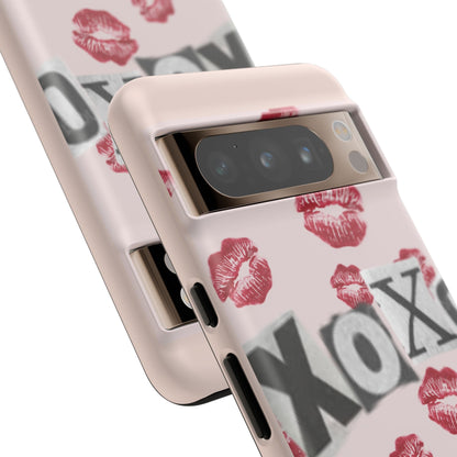 XOXO Kiss Print Phone Case | Coquette Valentine Aesthetic | Cute Pink Lipstick Kiss Tough Case for iPhone & Samsung