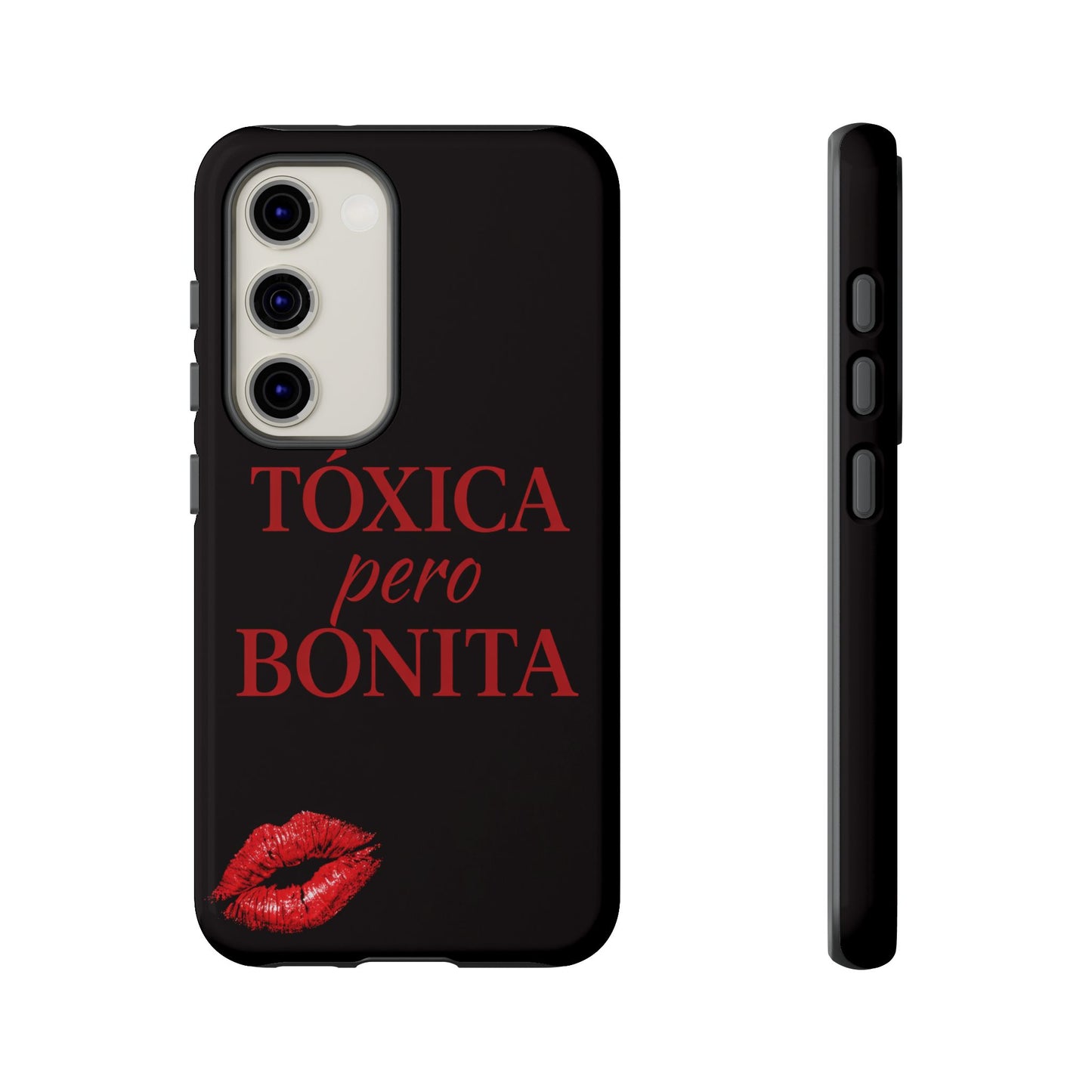 Toxica Pero Bonita Phone Case, Latina Quote Case, Red Lips Aesthetic, Spanish Saying Case, Trendy Tough Cover
