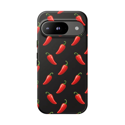 Spicy Chili Pepper Phone Case – Black Cute Hot Pepper Tough Cover for Iphone, Samsung Galaxy and Pixel