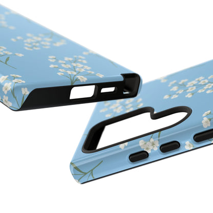 Baby’s Breath Floral Phone Case – Blue Minimal Flower Aesthetic Tough Case