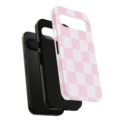 Light Pink Checkerboard Phone Case | Pastel Aesthetic Checkered iPhone & Samsung Tough Case