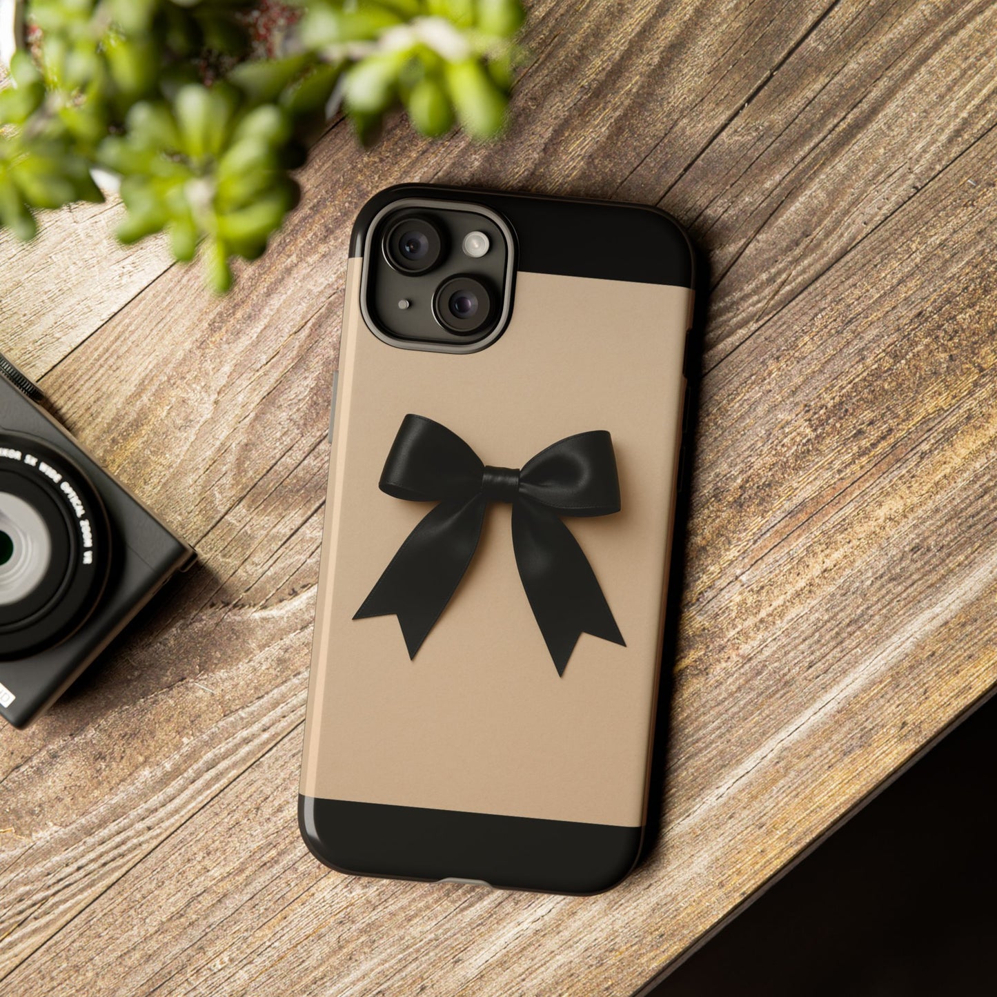 Black Bow Phone Case | Elegant Coquette Bow Design | Chic Neutral Tough Case for iPhone & Samsung