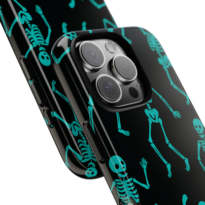 Dancing Teal Skeletons Phone Case | Tough Protective Case for Iphone, Samsung Galaxy and Pixel