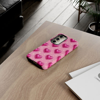 Pink Heart Pattern Phone Case | Tough Protective Case for Iphone, Samsung Galaxy and Pixel