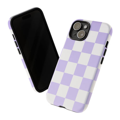 Lavender Checkerboard Phone Case | Pastel Aesthetic Checkered iPhone & Samsung Tough Case