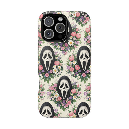 Floral Ghost Face Aesthetic Phone Case – Cute Spooky Tough Cover