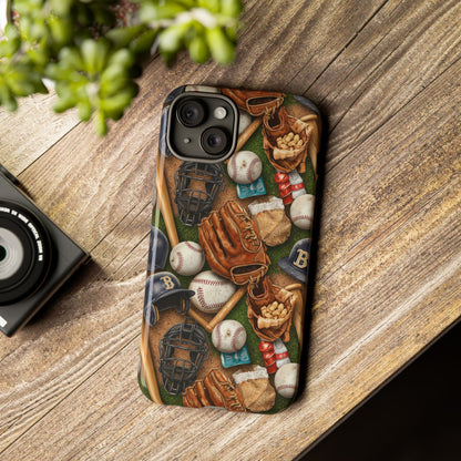 Baseball Gear Collage Phone Case – Vintage Baseball Equipment Sports Tough Case