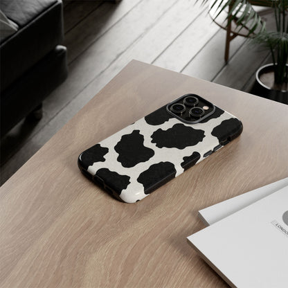 Black & White Cow Print Phone Case | Western Aesthetic iPhone & Samsung Tough Case