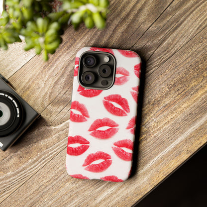 Red Lipstick Kiss Phone Case – Sexy Lip Print Pattern Tough Protective Cover