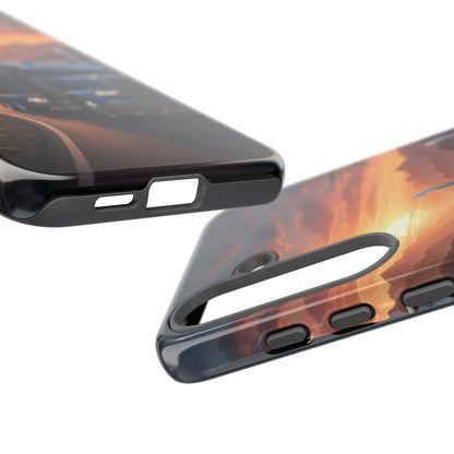 Semi Truck Sunset Phone Case | Trucker Gift | Diesel Truck Highway Road iPhone & Samsung Tough Protective Case