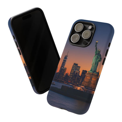 Statue of Liberty Sunset Phone Case – New York City Skyline Travel Aesthetic Tough Case