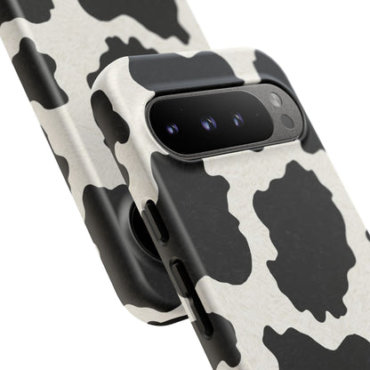 Black & White Cow Print Phone Case | Western Aesthetic iPhone & Samsung Tough Case